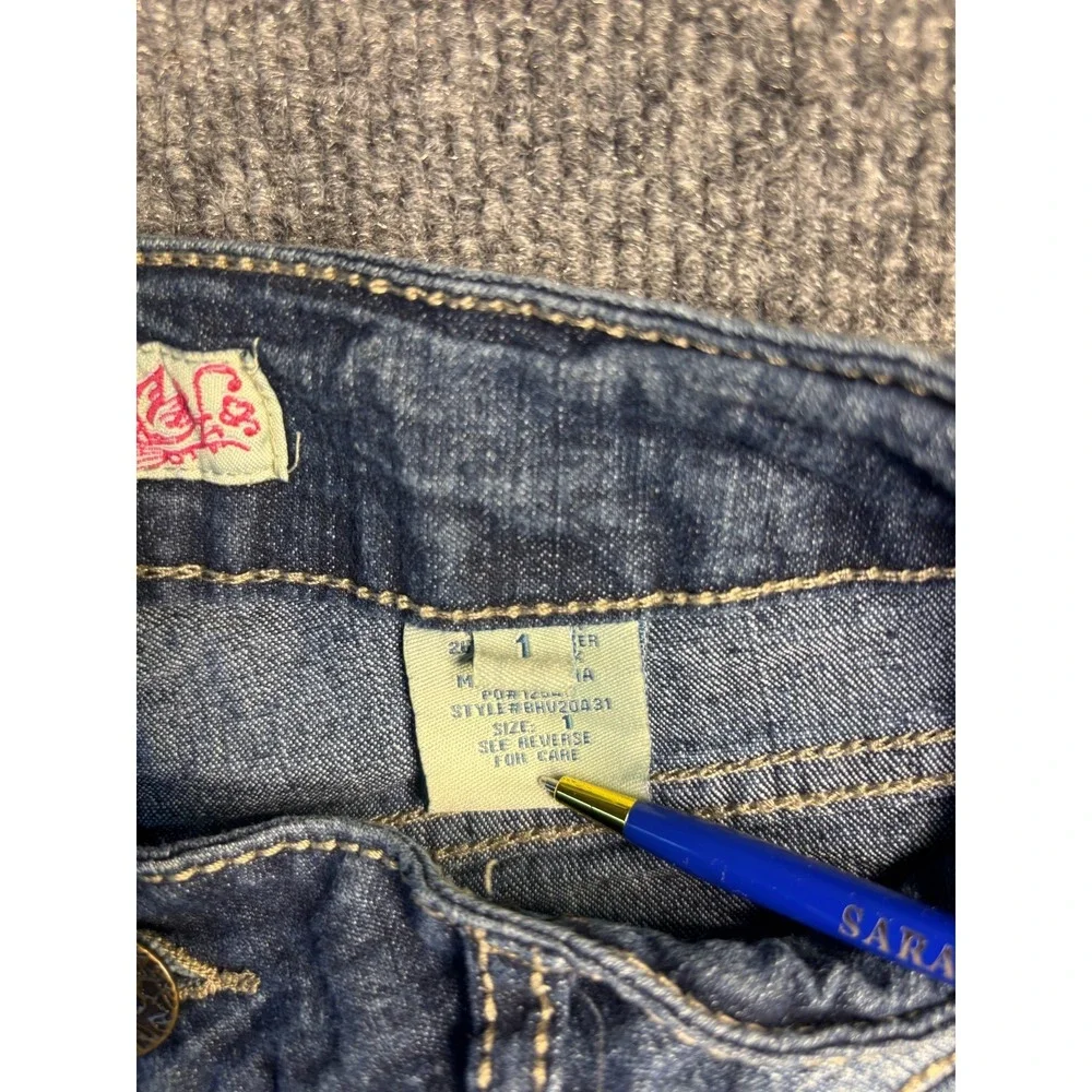 Paris Blues Skinny Jeans Womens‎ 1 Blue Denim Contrast Stitch Faded Whiskered